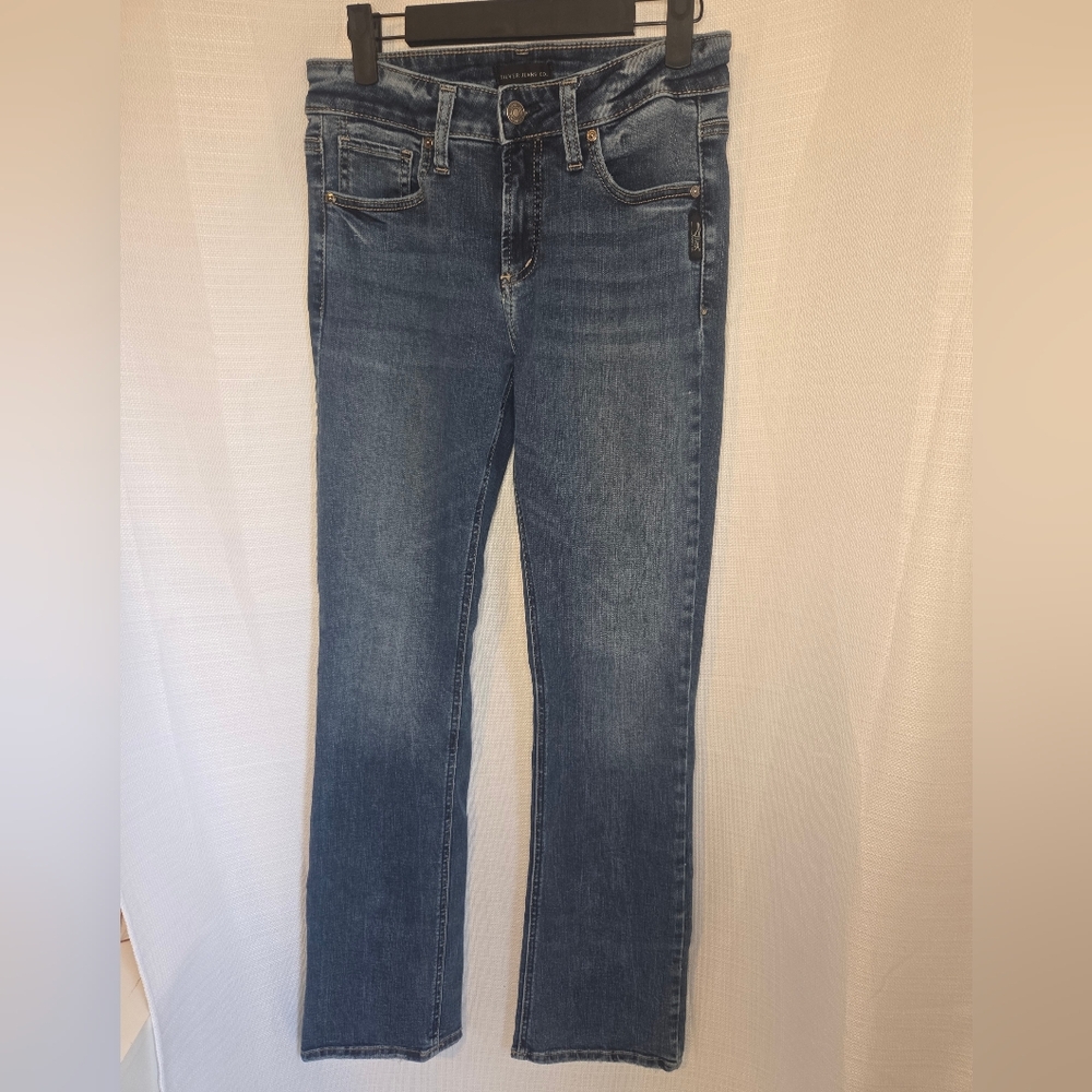 Silver 'Avery' Slim Bootcut Jeans, Size W27 X L33